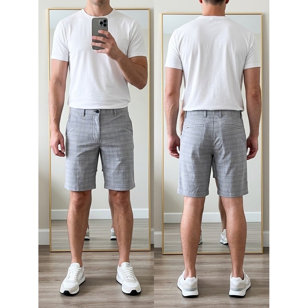 Tommy Bahama Men's Blue Plaid Shorts Size 30 Grid Check Golf Beach Casual